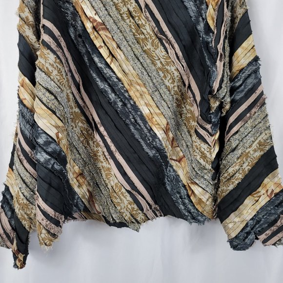 80's Keren Hart Women's Blazer Jacket Black Size Small Black Gray Fabric Strips - Picture 12 of 14